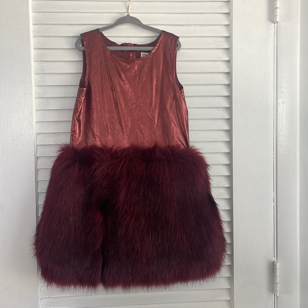 Appaman girls leather and fur dress. NWT